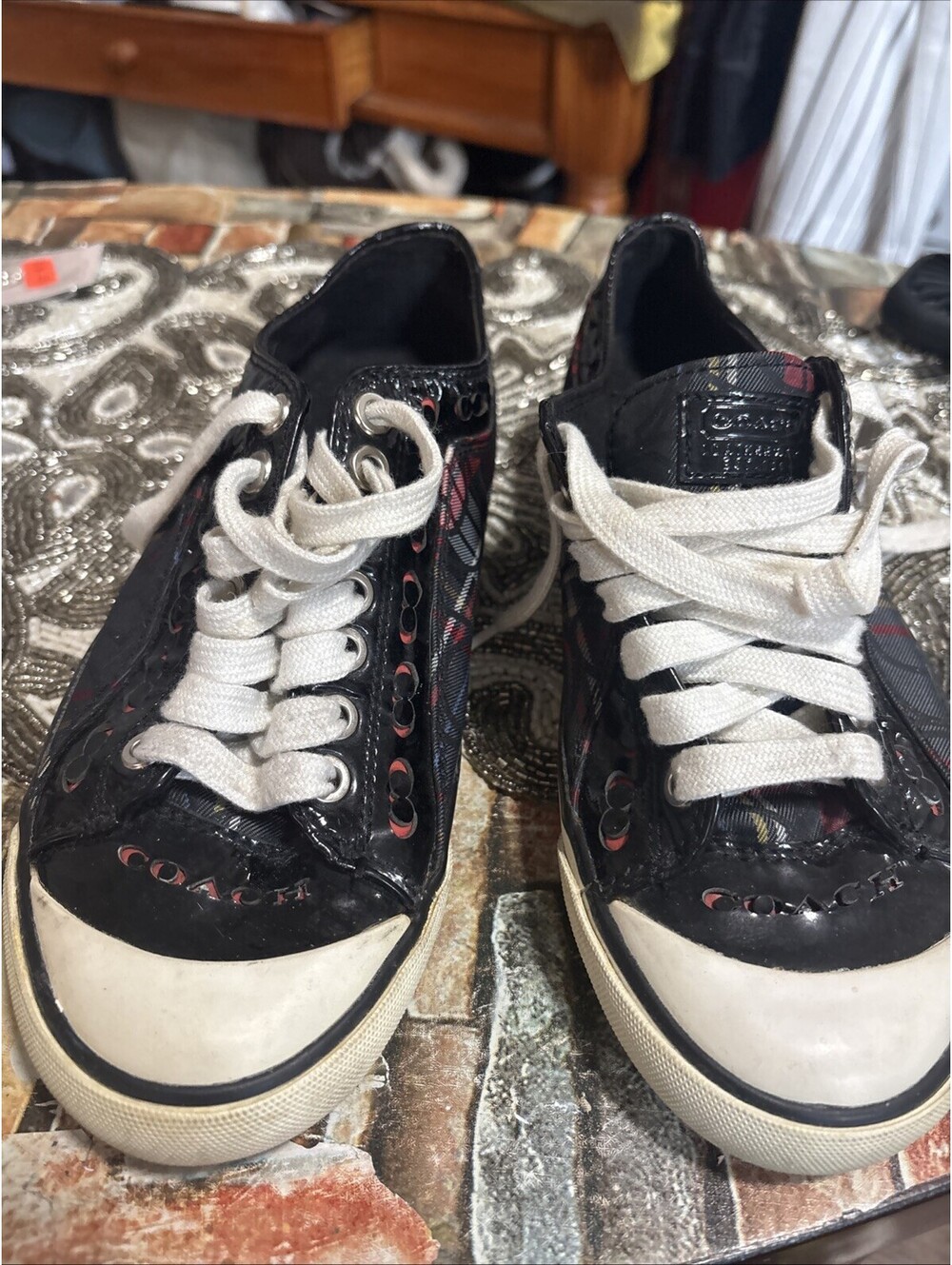 Vintage Black And Red Coach Low Tops Sneakers Size 6/5